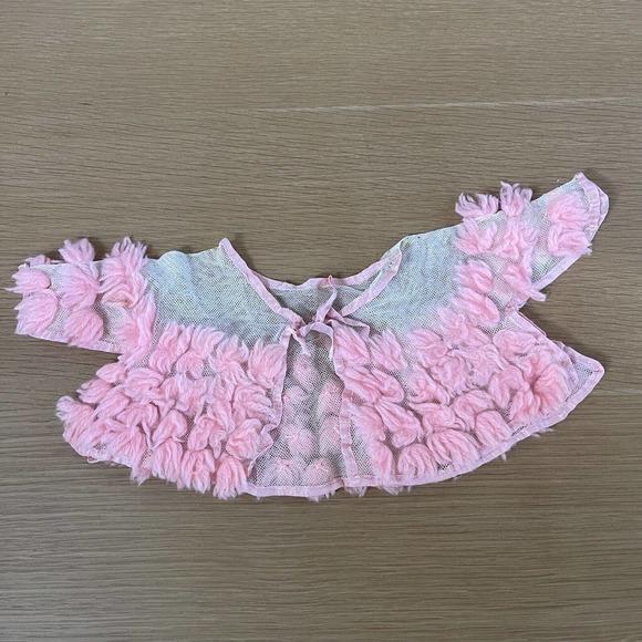 Unbranded Other - Baby Girl's Vintage Sz 3-6 Mos Pink Yarn Mesh Handmade One of a Kind Shrug